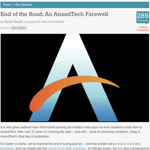 告別AnandTech 一個(gè)時(shí)代的落幕與技術(shù)的未來展望